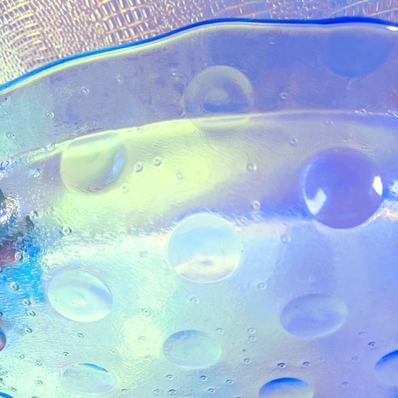 Fire & Light Recycled Blue Fluorescent Glass Large Tray 10" x 17" - Picture 4 of 4